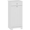 HOMCOM Armadio da Bagno con Cesto Porta Biancheria Ribaltabile Mobile per Biancheria con Borsa in Tessuto Pieghevole e Cassetto Bianco 40x38x90 cm | Aosom Italy