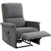 HOMCOM Poltrona massaggiante reclinabile, poltrona relax, schienale regolabile, ampia seduta, poggiapiedi, 69x84x99cm, grigio | Aosom Italy