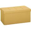 HOMCOM Pouf Contenitore, Panca Contenitore Pieghevole 84 L 76x38x38 cm Rivestimento in Lino Sintetico Giallo | Aosom Italy