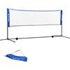 SPORTNOW Rete da badminton, rete portatile, altezza regolabile 107-155 cm, con borsa per il trasporto, telaio metallico, nero, blu | Aosom Italy