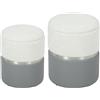 HOMCOM Set di 2 Pouf Contenitore Rivestiti in Ciniglia e PU Seduta Imbottita per Corridoio Camera Grigio e Crema | Aosom Italy