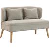 HOMCOM Divano 2 posti, piccolo divano in chenille con schienale a ali, seduta spessa, piedi in legno di caucciù, Beige | Aosom Italy