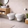 RAK Ceramics Coppia Sanitari Vaso WC e Bidet Sospesi Compact Rimless Colore Bianco con Sedile Incluso ,