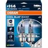 OSRAM COOL BLUE® BOOST, H4, lampade alogene per fari, fino a 5500K, scatola pieghevole sospesa (2 lampade), solo uso fuoristrada