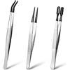 Grevosea 3 pinzette con punte in gomma, pinzette di precisione, antistatiche, in acciaio inox, rivestite in PVC, set di pinzette per fai da te, artigianato, gioielli, laboratorio, francobolli, perle, colore