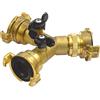 Agora-Tec Agora di Tec distributore a Y con 2 valvole a sfera in ottone con 3 cinturino da attacchi rapidi con filettatura 3/4 pollici per esterno/interno