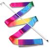 DRUNA Nastro Ginnastica Ritmica con Asta 56 cm, 6 m, Colori Arcobaleno