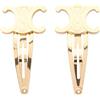 CELINE Clip per capelli CELINE Triomphe Snap Barrette 46Z656BSL35OR placcato oro NUO...