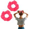 PEOVLVN 2 elastici per capelli rosa neon Scrunchies seta hot rosa scrunchie elastici per capelli in raso, per donne e ragazze (rosa)