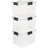 Iris Ohyama, Scatole Portaoggetti Ermetiche in Plastica, 20L, Set di 3, Trasparente, Coperchio Impermeabile, con Chiusura, Impilabile, Per Esterni, Garage, Vestiti, Antipolvere, Senza BPA, DDAT-SD
