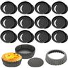 YOYEAH 12 Pezzi tortiera con Fondo sollevabile, Mini Stampo per Quiche Rivestimento Antiaderente, Set di stampi per tartellette per Quiche, Torta di Frutta, pasteis de Nata (Nero)