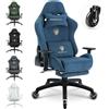 Dowinx - Sedia da gaming, ergonomica e traspirante, sedia da ufficio in microfibra in velluto, sensazione di seduta morbida come la pelliccia, sedia da scrivania regolabile con poggiapiedi, colore blu