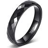 Zakk 4mm Anello da uomo e donna in tungsteno di larghezza lucido anelli di fidanzamento fedi nuziali anello di promessa (Nero,66 (21.0))