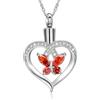 AIWENXI Collana con urna a forma di cuore per cenere, per donne, farfalla, cristalli di cenere, amato ciondolo commemorativo, Acciaio inossidabile
