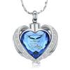 AIWENXI - Gioiello per l'incenerimento delle ceneri - Ciondolo in cristallo - Cuore - Collana con mini urna commemorativa - Gioiello per le ceneri, Acciaio inossidabile