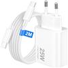 Bamkey Caricatore USB C 25W con Cavo USB C a USB C 2M in Nylon Intrecciato per iPhone 17 16 15 Pro Max Plus, Alimentatore PD 3.0 Carica Rapida per iPad Pro 13/11 M4, iPad Air 13/11 M2, Samsung S26 S25
