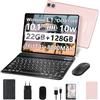 fezawio F10 Android 14 Tablet 10 Zoll 22GB RAM+128GB ROM Octa-Core Tablet 5G WiFi, mit Tastatur Maus, 8000mAh, (1TB TF) Mit HüLle -Roségold