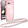 Vauki Cover con Cordino per Google Pixel 7a, Carina Motivo Cuore Custodia con Collana, Antiurto Ultra Silicone TPU Morbida e Sottile Catena per Cellulare Case per Pixel 7a 6.1, Rosa