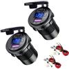 Thlevel 2PCS Presa USB Caricatore per Auto Tipo C e QC3.0 12V Caricabatteria Carica Rapida Impermeabile con Interruttore Voltmetro LED Indicazione Moto Camper Camion Barche