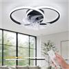Homefire Ventilatore da soffitto a LED con illuminazione - 36W Nero Lampada da soffitto silenziosa con ventilatore Telecomando 3 colori temperatura 6 velocità Soggiorno Luce per Camera da letto Cucina