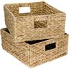 HMF Cestino portaoggetti, cestino intrecciato in giunco acquatico | Set da 2 | adatto per ripiani Kallax da metà | 30 x 34 x 15 cm