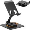 Euqvunn Porta Cellulare Universale, Supporto Telefono Scrivania in Metallo con Angolo Regolabile, Rotazione Libera a 360° Porta Cellulare da Tavolo, Adatto a Tutti i Telefoni Cellulari e Tablet, Nero
