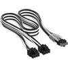 CORSAIR Elite Premium Type 4 con Guaina Individuale cavi alimentatore 2x 8 Pin a PCIe 12V-2x6 600W - Guaina in paracord a tripla maglia, compatibile con PSU Corsair Type 4 - Nero/Bianco