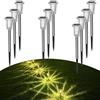 Sylvwin Luci solari da giardino a LED, lampade solari per giardino esterno, confezione da 10 luci solari da giardino bianco caldo, luci solari da giardino impermeabili IP44 per prato, giardino