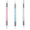 AHQiZFX 3 penne per nail art, strumenti per nail art, strumenti per unghie a doppia punta, in silicone, con manico in acrilico, pennelli per nail art, penna per intaglio per smalto con strass, strumenti per