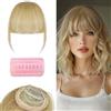 INSPUTOL Frangia a clip in capelli veri al 100% per donna - Parrucca con frangia dall'aspetto naturale con tempie, opzioni di frangia sottile o curva (oro cenere)