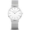 BERING 14134-004 Orologio da donna al quarzo, orologio da polso con cassa in acciaio inossidabile color argento da 34 mm e quadrante bianco, cinturino in maglia milanese, vetro zaffiro, 3 ATM