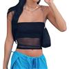 QKEPCY Canotte Donna Estive Tank Top Canotta Fascia Bandeau Trasparente Maglietta Senza Maniche T Shirt Camicia Estiva Abbigliamento Elegante Cotone Casual Moda