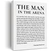 JerLoe Stampa su tela con citazione motivazionale The Man in the Arena, 30,5 x 38,1 cm, incorniciata, decorazione da parete per casa, ufficio, camera da letto, soggiorno