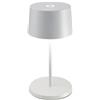 Zafferano, Lampada Olivia Mini, Lampada da Tavolo Portatile e Ricaricabile con Controllo Touch, Adatta per Salotto ed Esterni, Dimmer, 2200-3000 K, Altezza 22 cm, Colore Bianco