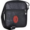 AC Milan BORSELLO GRANDE STAMPATO NERO RICAMO ROSSO 100% PL MILAN