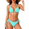 Aqua Eve Bikini da Donna con Scollo all'Americana - Costume da Bagno a Due Pezzi con Cravatta a Triangolo 2025 Costumi da Bagno Carino, Rosso, M