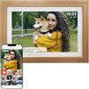 Denver Cornice Digitale 10 Pollici WiFi - Schermo IPS HD 1280x800 - Portafoto Digitale Frameo Denver per Foto e Video - Cornice Elettronica Touchscreen Smart - 16GB Memoria - Slot microSD - Legno Chiaro