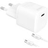 Celly Caricatore da parete Celly USB-C + cavo USB-C / USB-C in gomma - bianco PC2TC20WUSBCCAB - F09673