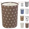 LessMo 17,7 con Coulisse Portabiancheria Bagagli Sorter, Pieghevole Pop-Up Lavanderia Cesti, Impermeabile Rotonda Cotone Lino