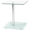 HAKU Tavolino in metallo satinato color alluminio con vetro di sicurezza da 6 mm - Dimensioni: L 40 x A 52 x P 40 cm Stile: Moderno