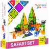 Playmags Set di 42 tessere magnetiche a tema safari con animali | Blocchi da costruzione impilabili per bambini | Giocattolo educativo STEM con figure di animali della giungla