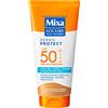 Mixa Latte solare solare per pelli sensibili - Latte per la cura del sole, protezione molto elevata SPF 50+ UVA, UVA lungo, UVB - Anti-sale, sabbia e cloro - Umidità 24 ore - Impermeabile