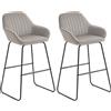 HOMCOM Set di 2 Sgabelli da Bar, Sgabelli da Bar con Rivestimento in Tessuto e Imbottitura in Schiuma, Sgabelli Imbottiti con Gambe in Metallo, Grigio | Aosom Italy