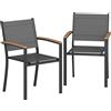 Outsunny Set 2 Sedie da Giardino in Texteline e Metallo con Braccioli Effetto Legno, 56x62x89 cm, Grigio | Aosom Italy