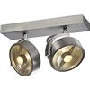 SLV KALU 2 lampada a parete/plafone, QPAR111, rotonda, alluminio spazzolato, 2x GU10 max. 75 W