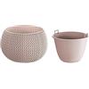 Prosperplast Vaso di fiori tonda con vasca Splofy Bowl in plastica colore mocca 23,9 (lunghezza) x 23,9 (larghezza) x 16,1 (altezza) cm