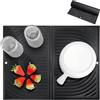 Oamwrae Tappetino Scolapiatti Silicone, Pieghevole Tappeto per Piatti Cucina, Resistente al Calore, Antiscivolo (43×34cm, Nero)