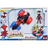 SPIDEY AND HIS AMAZING FRIENDS Hasbro Spidey e i Suoi Fantastici Amici - Miles Morales e Techno-Racer, veicolo convertibile 2-in-1 con personaggio da 10 cm, per bambini dai 3 anni in su