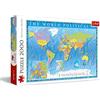 Trefl, Puzzle, Mappa politica del mondo, 2000 Elementi, qualità premium, per adulti e Bambini dai 12 anni