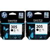 HP 305 Confezione da 2 cartucce d'inchiostro nere originali (6ZD18AE)